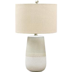 Signature Design by Ashley Shavon Contemporary 27" Textured Neutral Glaze Table Lamp, Beige & White