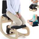 Mind Oasis Ergonomic Kneeling Chair with Back Support - Knee Chair Ergonomic for Office w/Upholstered Fabric - Adjustable Rocking Stationary Correcting Stool, Meditation Desk Stool for Better Posture