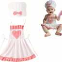 2 Pack Photography Props, Chef Hat and Apron for 8-24 Months, Newborn Photoshoots Posing Photo Accessories