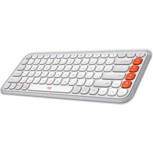 Logitech POP ICON Keys Wireless Bluetooth Keyboard, Comfortable Typing, Programmable Keys, Easy-Switch Between up to 3 Devices, for Laptop, Tablet, PC  Off White and Orange (White Orange)