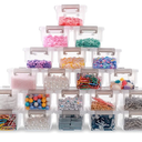 Citylife 20 Packs Plastic Bead Organizers Clear Storage Containers with Lids for Craft Storage Small Storage Box, 3.7 x 2.8 x 1.8 Inches
