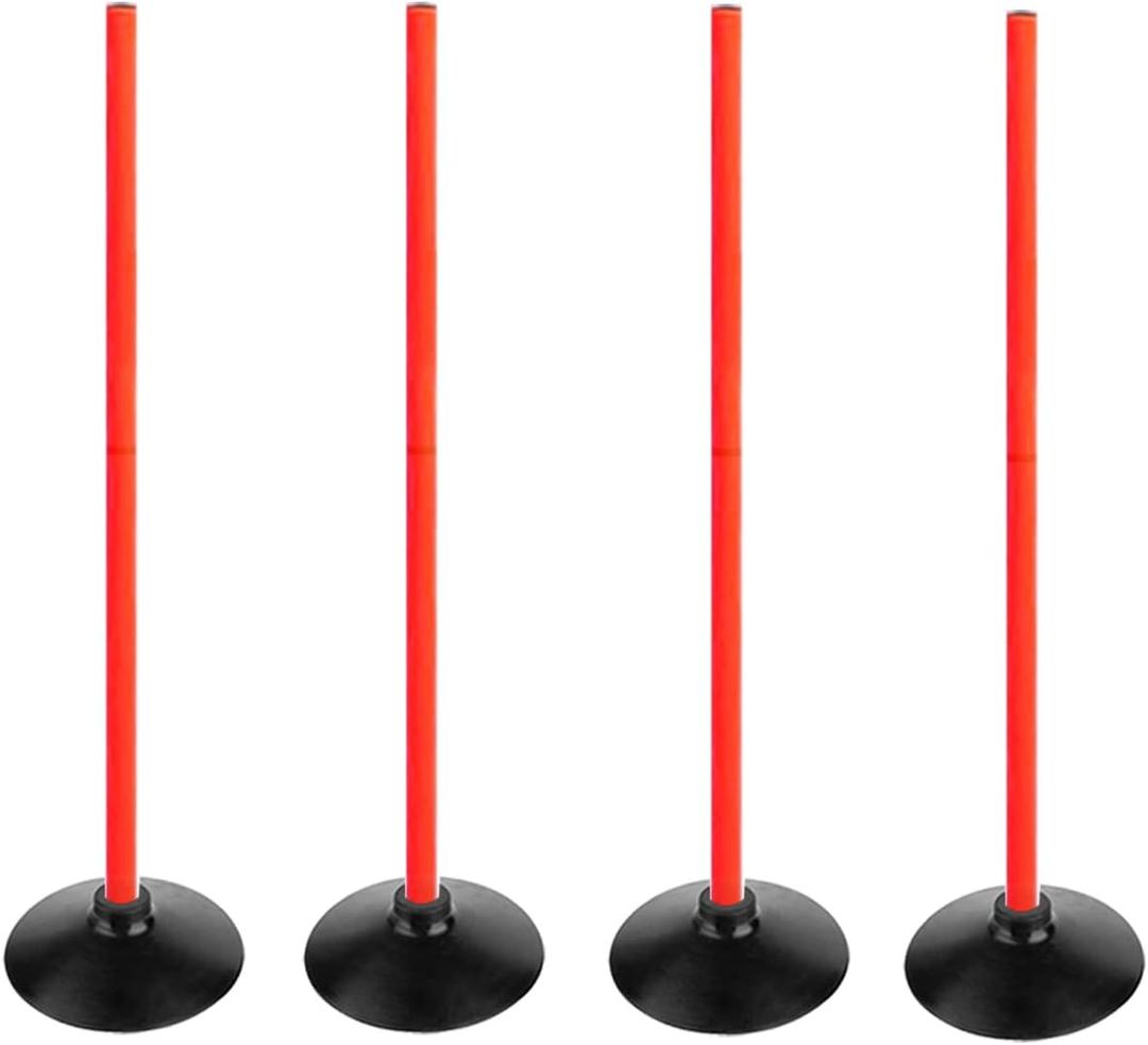 Orange Soccer Agility Poles Set Detachable Sports Trainning Speed Pole Slalom Poles with Rubber Base Sport Traning Equipment (Pack of 4)