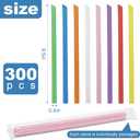 300 Individually Wrapped Boba Straws 0.43" x 9.5" Jumbo Disposable Plastic Straws for Smoothies, Milkshakes & Bubble Tea-Large Thick Straws, Plastic Straws Disposable, Boba Straws Disposable.