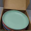 12 Pcs Unbreakable Deep Dinner Plates Set, 10 inch Reusable Plastic Wheat Straw Plates, Microwave and Dishwasher Safe Plate for Kitchen, Lightweight Plate for Dessert, BPA Free, 6 Colors (6-Dark Multicolor)