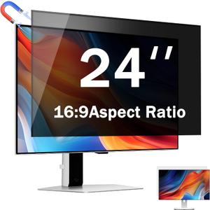 24 Inch Magnetic Computer Privacy Screen for 16:9 Widescreen Monitor, Removable Privacy Screen Anti Glare Blue Light Privacy Screen Monitor 24 inch, Anti-Scratch