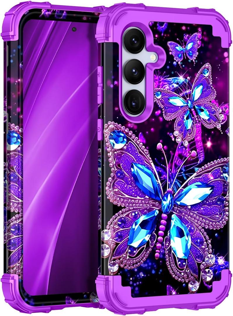 Miqala for Galaxy S25 5G Case, Glow in The Dark Three Layer Heavy Duty Shockproof Full Protection Hard Plastic Bumper+Soft Silicone Protective Case for Samsung Galaxy S25 6.2 inch, Dark Butterfly Miqala for Galaxy S25 5G Case, Glow in The Dark Three Layer Heavy Duty Shockproof Full Protection Hard Plastic Bumper+Soft Silicone Protective Case for Samsung Galaxy S25 6.2 inch, Dark Butterfly