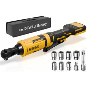 APEXPOWER 3/8 Inch Cordless Ratchet Wrench for DEWALT 20V Battery, 88Ft-Lbs, 0-400RPM, Electric Wrench Ratchet w/Variable Speed Trigger, Reinforced Head, R&F Switch, 7 Sockets,3/8" to 1/4" Adapter
