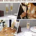 Physkoa Happy 25th Anniversary Champagne Flutes Set Personalized Silver Wedding Anniversary Toasting Glasses 2 Hand-Blown Crystal Flutes with Keepsake Box Anniversary Present for Couple