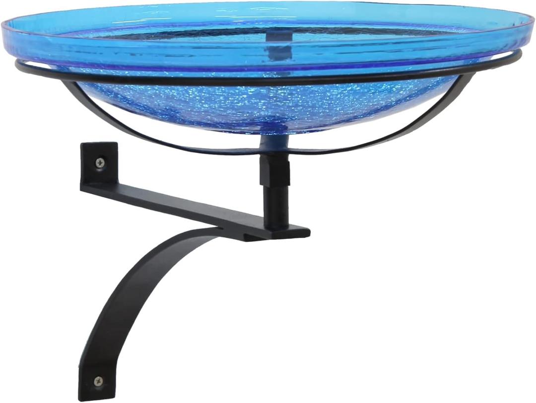 Achla Designs 14" Teal Crackle Glass Birdbath with Wall Bracket
