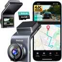 BOTSLAB 4K Dash Cam Front, STARVIS 2 Sensor, Voice Control, 64GB Card Included, 5GHz WiFi, Built in GPS, WDR Night Vision, 170Wide Angle, 24H Parking Mode (Back Camera Not Included) (G300H Plus-Front)