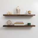 Rustic Floating Shelves, Set of 2, Hidden Bracket, Solid Wood, Heavy Duty, Wall Mounted Shelves, (Dark Brown, 12Wx6D)
