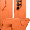 SURITCH for Samsung Galaxy S26 Ultra Phone Case, Magnetic Protective Cover with Camera Cover & Adjustable Metal Kickstand for Galaxy S26 Ultra -Orange