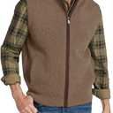 Ryannology Mens Sweater Vest Zip up Casual Sleeveless Cardigan Knitted Stand Collar Regular Fit Jacket with Pockets (Brown)