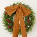 12 PCS Christmas Frayed Edge Bows Decoration - 12" x 24" Chiffon Silk Ribbon Large Vintage Bow Ornaments Set for Xmas Tree Topper, Garland, Wreath, Candlestick - Holiday Indoor Outdoor Decor (Classic Color)