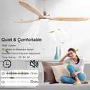 QUTWOB New Ceiling Fan With Light (Nickel+Raw wood, 42 inch, With Light)