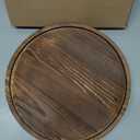12 inch Large Round Decorative Tray Wood Bathroom Counter Organizer Farmhouse Kitchen Decor Wooden Riser for Perfume Soap Dish Wood Decorative Candle Holders for Home Decor Brown Table Centerpieces