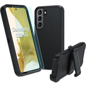 for Galaxy S22 5G case,Samsung S22 Heavy Duty case,[Military Grade Protective ],[Shockproof] [Dropproof] [Dust-Proof], Compatible with Samsung Galaxy S22 5G (Black)