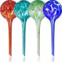 Plant Watering Globes Set of 4 - Large Self Watering Globes for Indoor & Outdoor Plants - Multicolored, Automatic, Glass Watering Bulbs for Daily Use, Plant Watering Devices