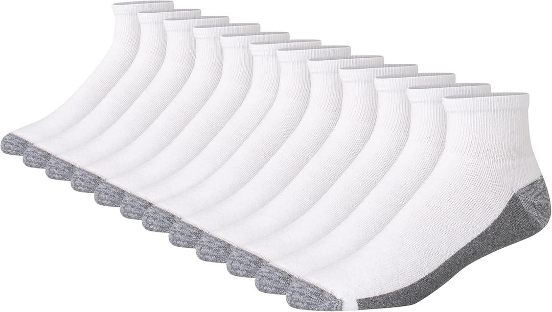 Hanes Men's Max Cushioned Ankle Socks (Multipacks) (White, Regular)