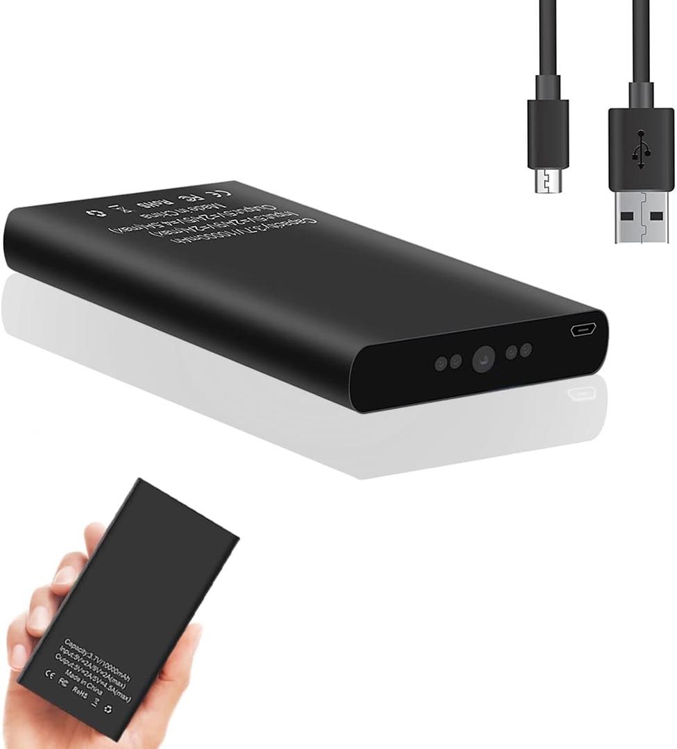 1080P 10000mAh Large Capacity Portable Charger Hidden Camera, 20 Hours Continuous Record Mini Security Nanny Spy Cam with Gravity Sensor/Motion Detection/Night VisionNo WiFi No Audio