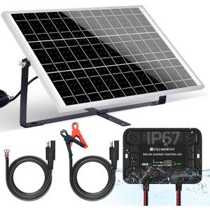 ECO-WORTHY 25W 12V Solar Battery Charger Trickle Maintainer, 25W Waterproof Solar Panel Kit + Adjustable Mount Bracket + Upgrade Controller,for 12V Batteries Cars RV Boat Motorcycle Marine