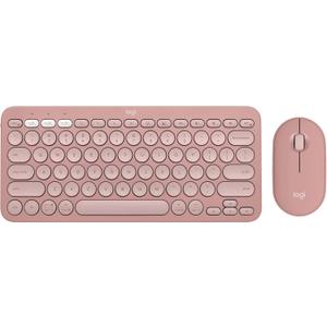 Logitech Pebble 2 Combo, Wireless Keyboard and Mouse, Quiet and Portable, Customizable, Logi Bolt, Bluetooth, Easy-Switch for Windows, macOS, iPadOS, Chrome - Tonal Rose (One Size)