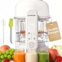 AMZCHEF Baby Food Maker with Auto Steam & Blend, 9-in-1 Baby Puree Maker with Food-grade glass, BPA-Free & Easy Cleaning, Touch Screen, Dishwasher Safe, Off-white