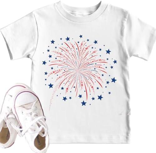 America Flag Shirts Boys Girls: 4th of July Patriotic Tee Toddler Kids USA Red White Blue Stars Striped Print T-Shirt, Size 130 