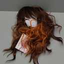 AISI HAIR Ginger and Brown Synthetic Wavy Curly Bob Wig with Bangs Short Wavy Hair for Women Synthetic Heat Resistant Bob Wigs