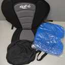 NEW-Vi Deluxe Kayak Seat with Gel Cushion & Storage Bag - Padded Ergonomic Backrest for Kayak, Canoe, SUP, Fishing Boat - Anti-Slip & Waterproof (Black-Grey Seat+Blue Cushion)