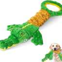 Large Dog Toys, Plush Squeaky Dog Toy with Crinkle Paper and Tug of War Handle, Interactive Puppy Toys for Small, Medium and Large Dogs (Green01)