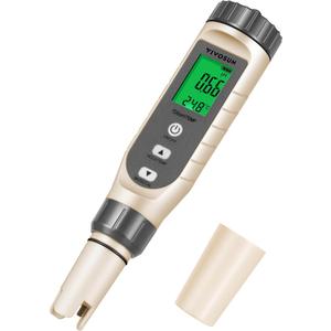 VIVOSUN 3-in-1 Digital pH Meter with ATC, 0.1 pH Accuracy Water Quality Tester, 0-14.0 pH Measurement Range for Hydroponics, Household Drinking, Pool and Aquarium