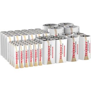 Tenergy 60 Pack Alkaline Batteries, 24 Pack AA Batteries, 24 Pack AAA Batteries, 4 Pack C Size, 4 Pack D Size, and 4 Pack 9V Size Batteries for Household Electronics