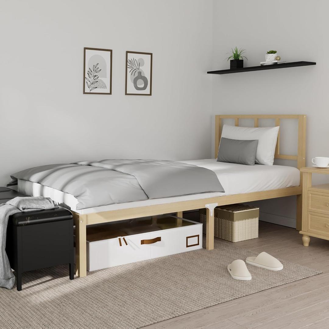 14 Inch Bamboo Bed Frame  Solid Wood Platform Bed Frame, Strong and Stable, with Non-Slip Slats for Support, No Box Spring Needed, Easy to Assemble, Noise-Free (Natural with Headboard, Twin) 14 Inch Bamboo Bed Frame  Solid Wood Platform Bed Frame, Strong and Stable, with Non-Slip Slats for Support, No Box Spring Needed, Easy to Assemble, Noise-Free (Natural with Headboard, Twin)