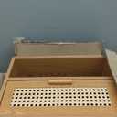 MaxSmeo Mid Century Modern Nightstand with Charging Station, Bedside Tables with Rattan Drawer, Small Wood Nightstand Side Table for Living Room,Bedroom (Brown)