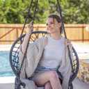 SUNCREAT Hammock Chair Hanging Macrame Swing with Hardware Kits, Max 330 Lbs, Handmade Knitted Mesh Rope Swing Chair for Indoor, Outdoor, Bedroom, Patio, Yard, Deck, Garden, Grey