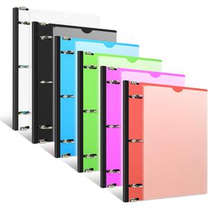 INFUN 1 Inch Telescoping 3 Ring Binder - 6PCS, Flexible Round Binder with Customizable Front Cover and Clear Catalog Pocket, 1Inch Rings, 225 Sheet Capacity