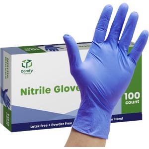 Comfy Package Nitrile Disposable Gloves - 4 mil. | Latex & Rubber Free | Non-Sterile Powder Free (Medium)