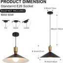 EFINEHOME 16 Inch Modern Black Pendant Light, Minimalist Cone Pendant Lamps for Kitchen Island, Industrial Adjustable Height Hanging Lights Indoor for Barn Dining Living Entryway Shop (Style A-3 Pack)