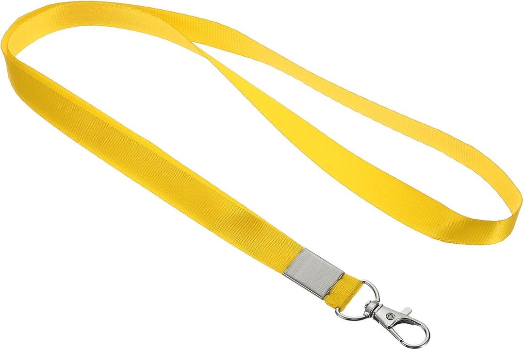 PATIKIL 17" Neck Lanyards, 20 Pack 0.6" Width Flat Strap Lanyard with Swivel Hook Clip for Name Tag Badges Holder ID Card Keys, Yellow