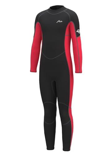 Hevto Kids Wetsuit for Boys Girls Child Youth Teen Size 8 Year Old 3/2mm Neoprene Wet Suit Full Body Thermal Swimsuit Swimming Wetsuit in Cold Water (K1-Red, 8)