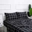 Bed Sheet Set 4 Pieces -Full Size-Soft Durable Microfiber Bedding Sheet Set,Deep Pocket,Stain,Fade & Wrinkle Resistant (Plaid Black)