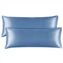 BEDELITE Satin Body Pillow Cover 2 Pack, Super Soft and Cooling Body Pillow Pillowcase for Hair and Skin, Breathable Silky Full Long Pillowcase Cover(20"x54", Blue Grey)