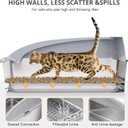 23.6"x15.7"x13.78" Stainless Steel Sifting Litter Box with Lid, XL Sifting Design for Pine Pellets, High Sides Metal Litter Box for Big Cats 7.9in Deep, Easy-to-Clean Removable Drawer Pan