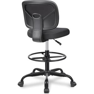 Primy Tall Drafting Desk Chair - Armless, Adjustable Height, Mesh Back, Rolling, Standing Desk Chair for Art Room, Office or Home (Black) (PR777-Z)
