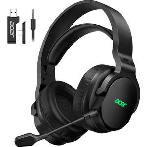 Acer Wireless Gaming Headset for PS5, PC, PS4, Switch, Mac & Laptop, Tri-Mode 2.4GHz Wireless/Bluetooth 5.4/3.5mm Wired, Suspension Headband, 50mm Dynamic Drivers, Detachable ENC Mic, Black