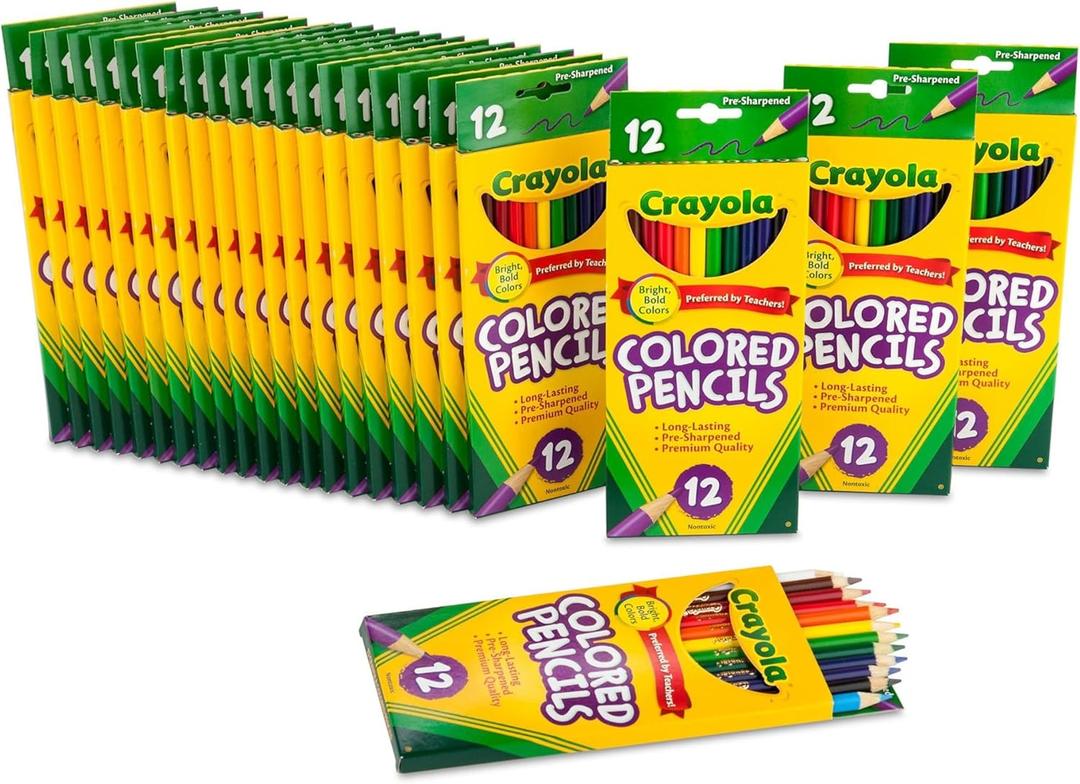 Crayola Bulk Colored Pencils for Kids (24pk) - 12 Assorted Colors, Art Supplies For Crafts & Coloring Books, Bulk Preschool & Kindergarten Classroom Supplies