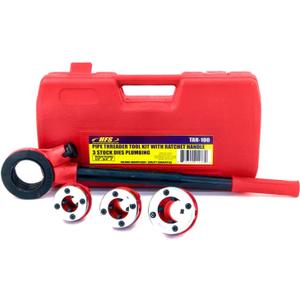 HFS(R Ratchet Pipe Threader Kit, Manual NPT Pipe Threading Tool Set with 1/2", 3/4" & 1" Dies, Ratcheting Threader for Galvanized and Iron Pipe