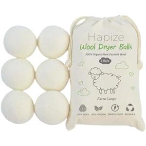 Hapize Wool Dryer Ball 6pk White,Set of 3