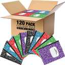 Fulmoon 120 Pack Composition Notebook Bulk 10.12 x 7.2'' Composition Notebook Pack 30 Sheets/60 Pages Marble Covers Composition Notebooks for College School Office Supplies 5 Colors (College Ruled)